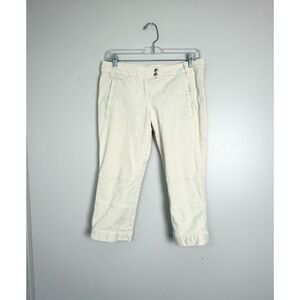 SISLEY Womens Straight Capri Trousers Cream Cotton Stretch Size 6